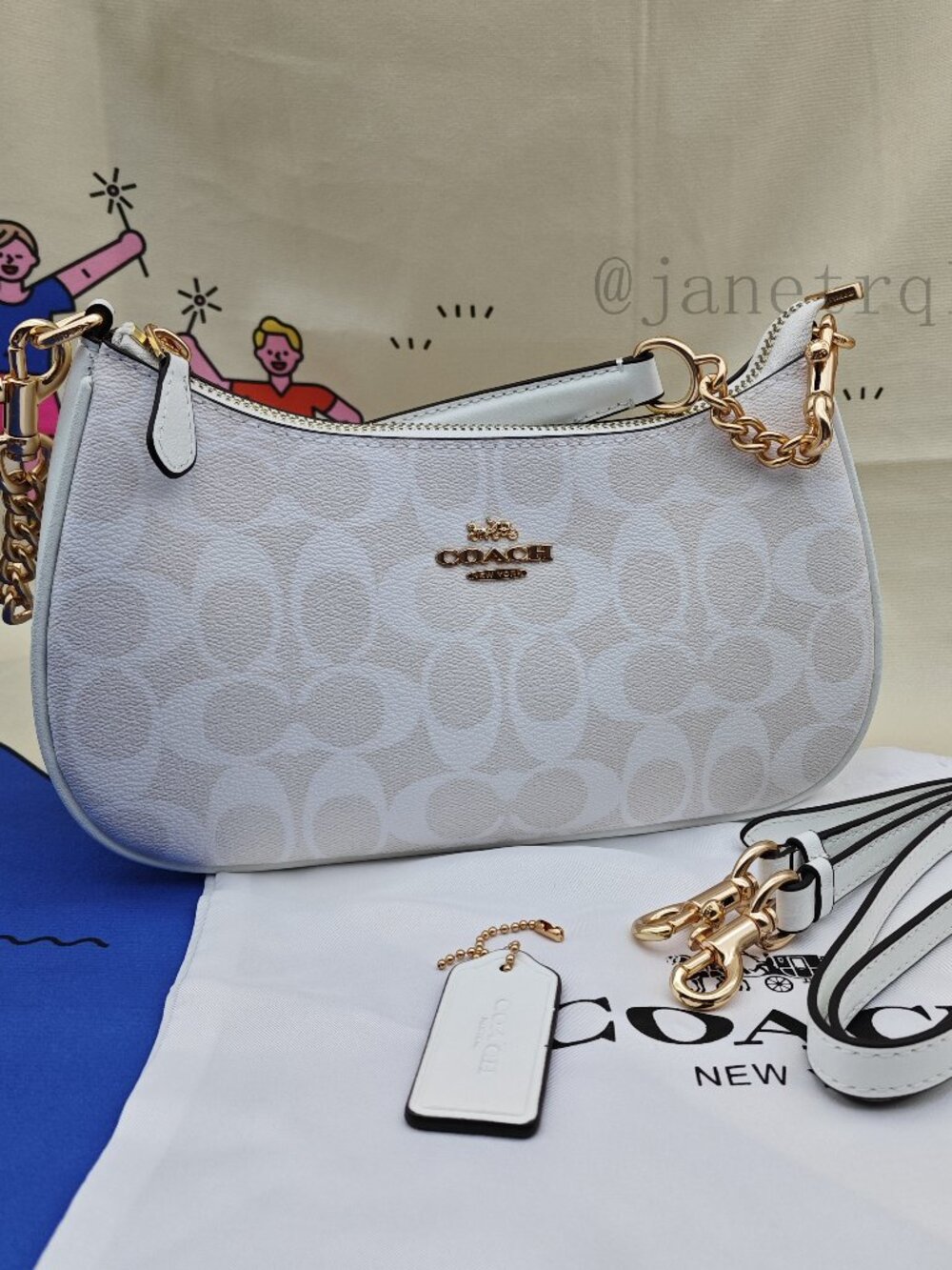 🎶🎶Coach Teri Shoulder Bag In Signature Canvas white
